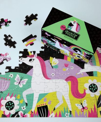 פאזל זוהר בחושך 100 חלקים - חד קרן