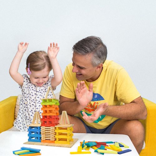 סיטי בלוקס מארז ענק 300 לבני בניה מעץ טבעי