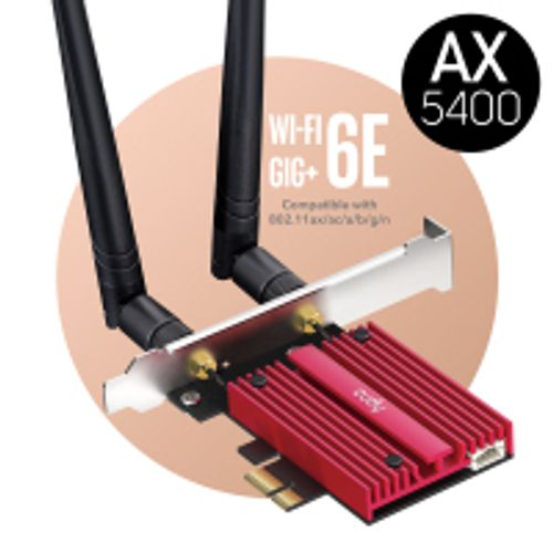 מתאם רשת לנייח, 2 אנטנות, AX5400 Tri-Band,  Wi-Fi 6 צלעות קירור CUDY WE3000S
