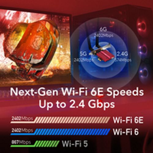 מתאם רשת לנייח, 2 אנטנות, AX5400 Tri-Band,  Wi-Fi 6 צלעות קירור CUDY WE3000S
