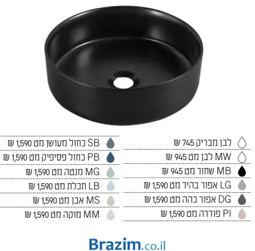 כיור מונח נוגה 133134 מבית סבח בגימור מוקה מט.