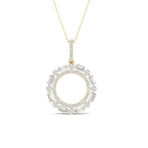 שרשרת ותליון מעגל יהלומים 0.50ct מזהב 14K