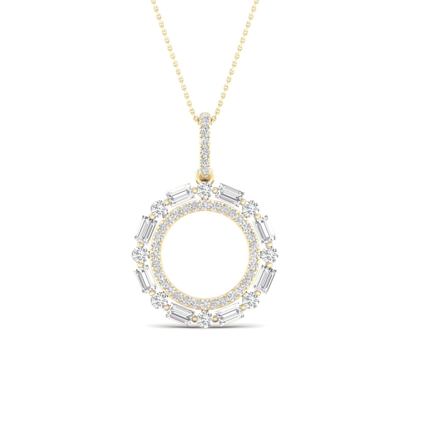 שרשרת ותליון מעגל יהלומים 0.50ct מזהב 14K