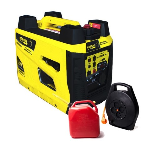 גנרטור מושתק 2300W מנוע בנזין עם כבל מאריך 10מ' ומיכל דלק 5 ל' עם משפך