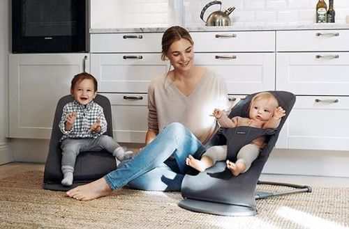‏טרמפולינה לתינוק Baby Bouncer כותנה בליס - אבן פחם Anthracite