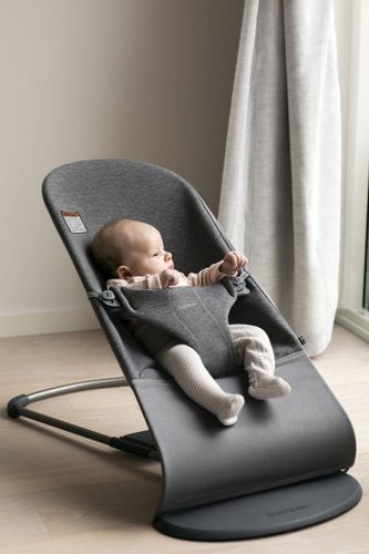 ‏טרמפולינה לתינוק Baby Bouncer כותנה ג'רזי 3D- אפור פחם 3D Charcoal Grey