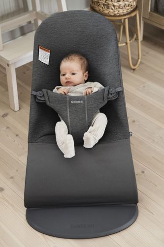 ‏טרמפולינה לתינוק Baby Bouncer כותנה ג'רזי 3D- אפור פחם 3D Charcoal Grey