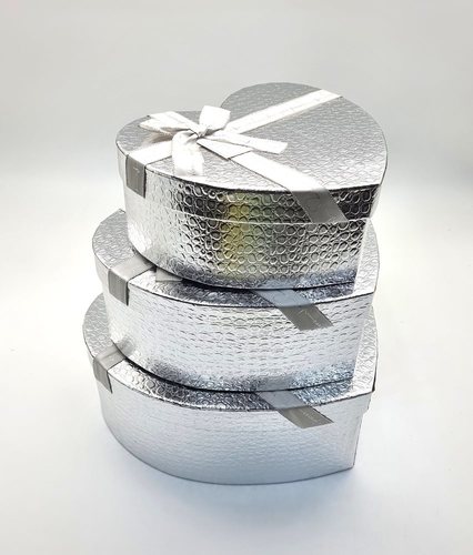 סט לב שלישייה- כסף