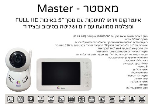 אינטרקום וידאו מפואר במעגל סגור ומאובטח לתינוקות - Master מאסטר