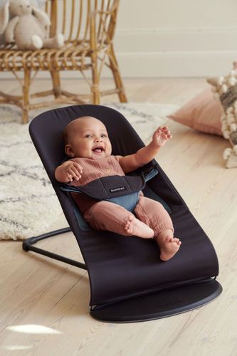 ‏טרמפולינה לתינוק Baby Bouncer כותנה - שחור/אפור כהה Black/Dark Grey