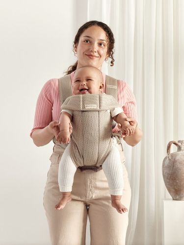 מנשא תינוק מיני Mini בד מש נושם 3D Mesh - בז' Grey beige