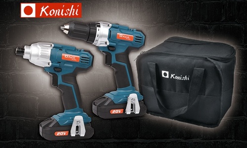 סט 20V אימפקט + מברגה/מקדחה סוללות 2AH מבית KONISHI