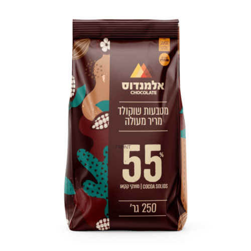 מטבעות שוקולד מריר מעולה 55% אלמנדוס
