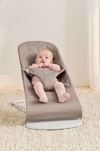 ‏טרמפולינה לתינוק Baby Bouncer כותנה עלי כותרת - בז' Sand grey