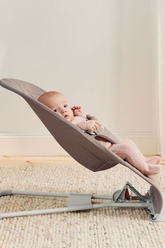 ‏טרמפולינה לתינוק Baby Bouncer כותנה עלי כותרת - בז' Sand grey