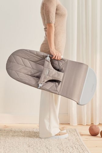 ‏טרמפולינה לתינוק Baby Bouncer כותנה עלי כותרת - בז' Sand grey