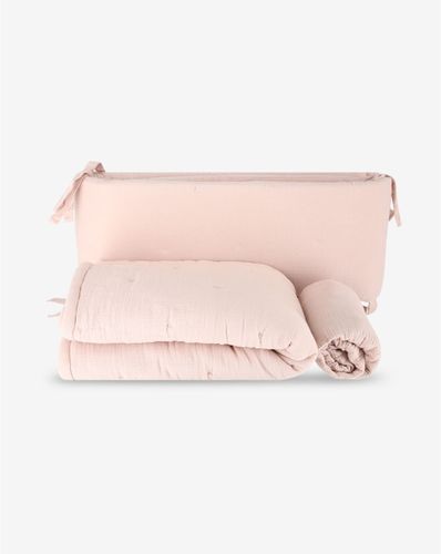 סט מצעים למיטת תינוק 3 חלקים 100% כותנה ליין MUSLIN - ורוד עתיק
