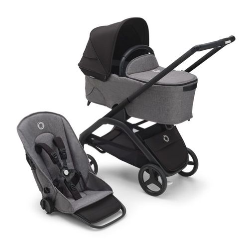עגלת בוגבו דרגונפליי Bugaboo צבע:‏‏ ‏‏ ‏‏מרכב‏ שחור, ‏‏עריסה וטיולון אפור מלאנג', גגון שחור מידנייט