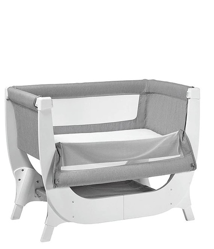 עריסה מפוארת נושמת דגם Shnuggle Air Bedside Crib עץ לבן בשילוב בד