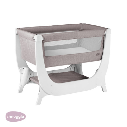 עריסה מפוארת נושמת דגם Shnuggle Air Bedside Crib עץ לבן בשילוב בד