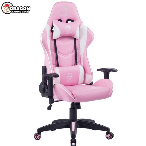 מושב גיימרים Dragon Olympus chair לבן ורוד