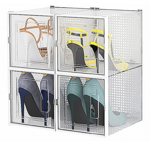 סט 4 קופסאות אחסון לנעלי עקב Drop front shoes box