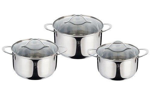 סט 3 כלי בישול איכותיים Berlinger Haus Silver BH-6662