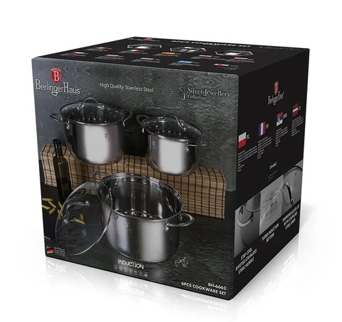 סט 3 כלי בישול איכותיים Berlinger Haus Silver BH-6662