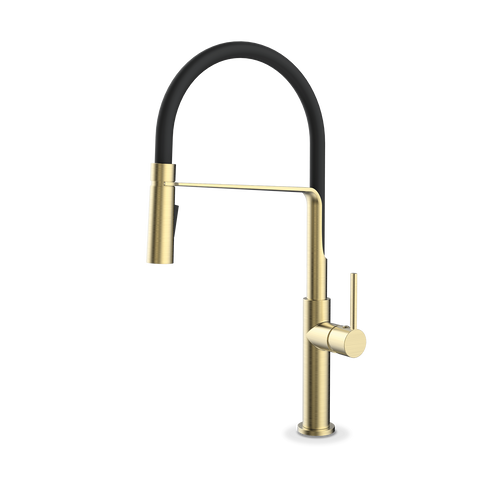 ברז מטבח צינור גמיש זהב מוברש