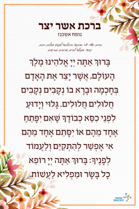 ברכת אשר יצר מעוצב- ניתן לתלות אצלכם במשלוח מהיר SMACHOT