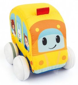 מכונית בד רכה עם מנגנון נסיעה במשיכה לאחור - אוטובוס צהוב