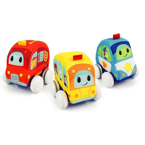 מכונית בד רכה עם מנגנון נסיעה במשיכה לאחור - כבאית אדומה