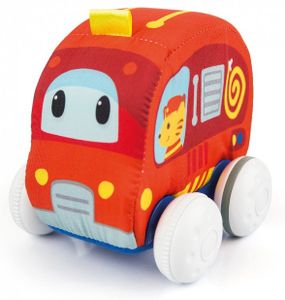 מכונית בד רכה עם מנגנון נסיעה במשיכה לאחור - כבאית אדומה