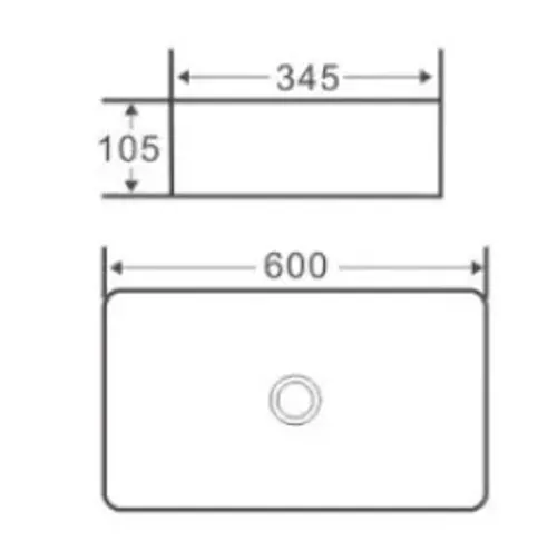 כיור מונח מידה 60/35 טרצו 5989094, חרס, גימור טרצו.