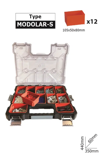 אורגנייזר מקצועי בולם מודולרי סגר מתכת נמוך 12 תאים b-techtools 0501409