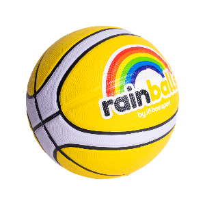 כדורסל גומי RAINBALL צהוב/לבן - מידה 5