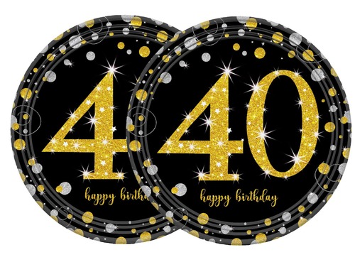 צלחות נייר ארוז 8 יח' גיל 40 קטן