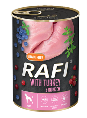 מזון מלא לכלבים RAFI פטה בתוספת הודו 400 גרם מבצע 10% הנחה בקניית 10 יח