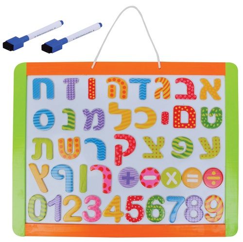   לוח מגנטי מחיק + סט אותיות ומספרים
