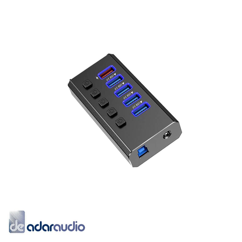 רכזת USB 3.0 עם 5 כניסות ולטעינה מהירה