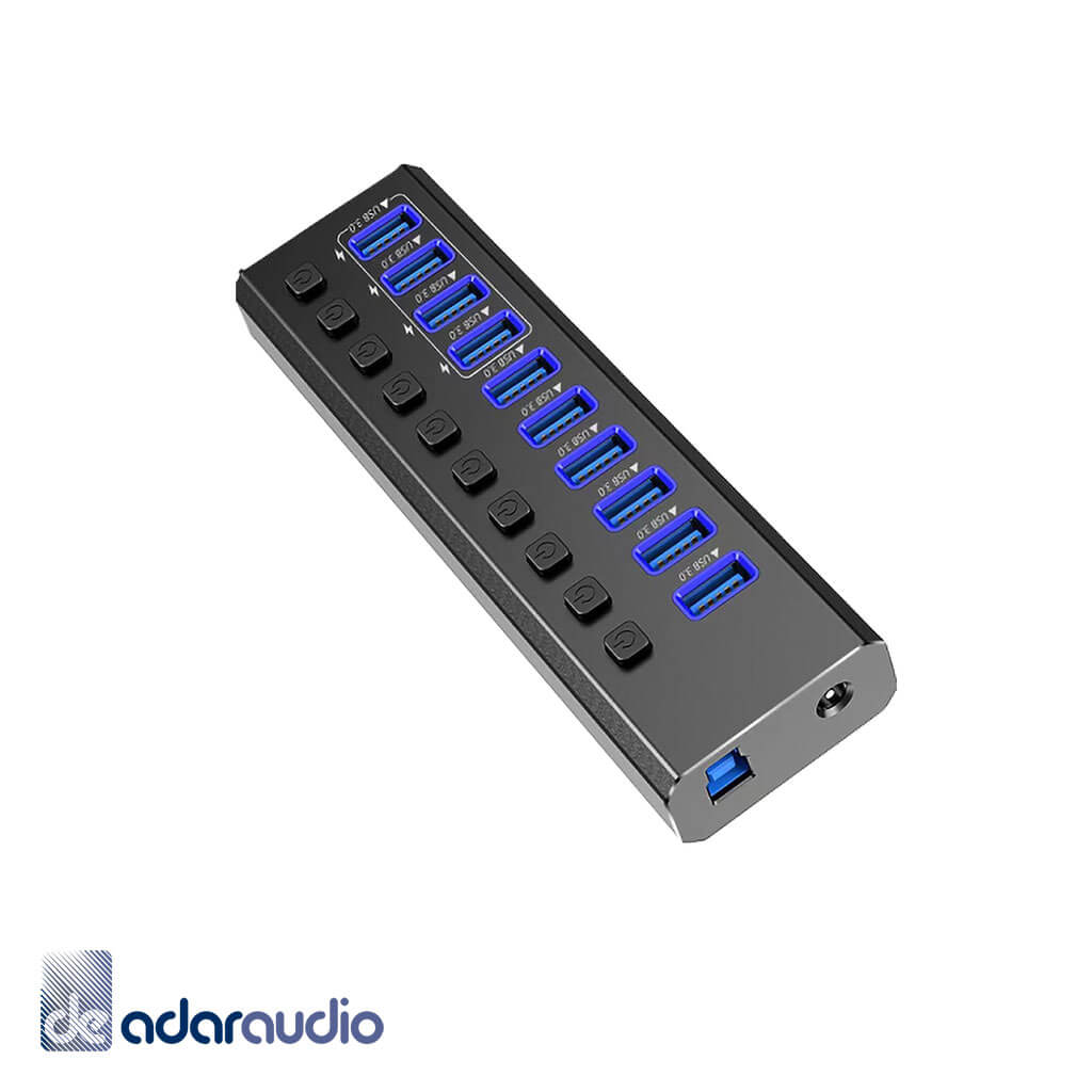 רכזת USB 3.0 עם 10 כניסות ולטעינה מהירה