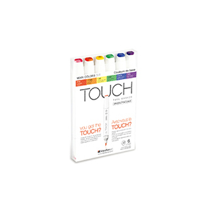 סט  6 טושי מכחול אלכוהוליים דו צדדיים TOUCH, צבעוניים