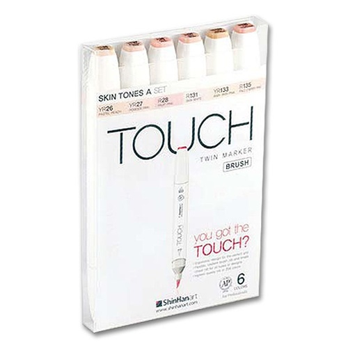 סט  6 טושי מכחול אלכוהוליים דו צדדיים TOUCH, גווני גוף