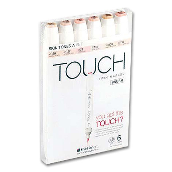 סט  6 טושי מכחול אלכוהוליים דו צדדיים TOUCH, גווני גוף