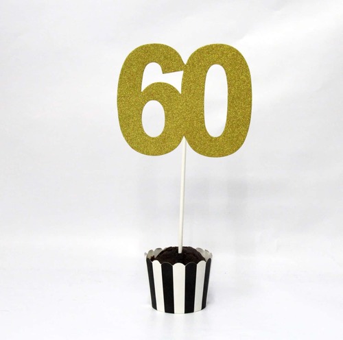 טופר נייר מספרים גדול גליטר זהב 60
