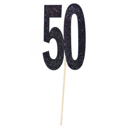  טופר גליטר עם כתר 1יח-מספר 50 שחור