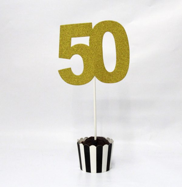 טופר נייר מספרים גדול גליטר זהב 50