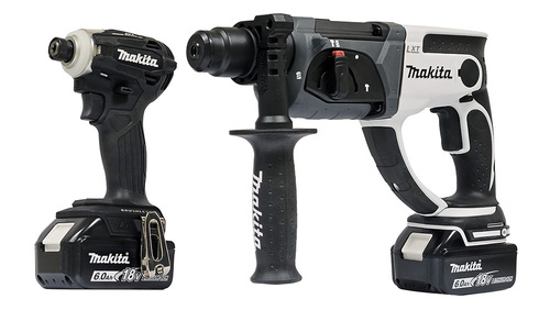 סט ליתיום שחור לבן DLX2511GJ מברגה + פטישון 18V מתוצרת Makita