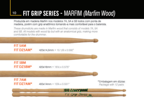 מקלות לתופים Fit Grip Series 5A Wooden Tip - Ivory מבית LIVERPOOL