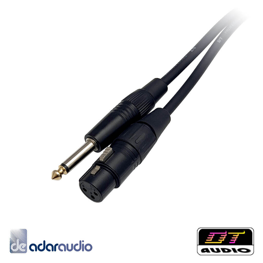 כבל מקצועי PL 6.3 זכר מונו ל-XLR נקבה - 15 מטר - DT-Audio
